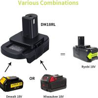 {: “》 DM18RL อะแดปเตอร์ MT20RNL BPS18GL สำหรับ Makita/dewal/ Milwauke/porter-Cable/ Stanley Li-Ion แบตเตอรี่สำหรับ RYOBI เครื่องมือ18V