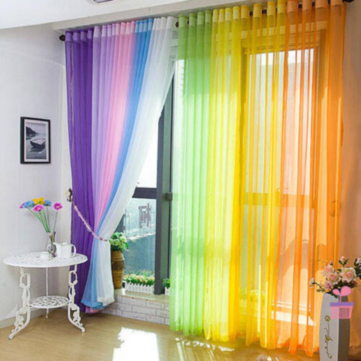 ม่านผ้าทอหลากสีผ้าตาข่ายแบบโปร่งใสม่านกันแสงห้องรับแขกห้องนอนขนาด2-1ม-สีทึบม่านประตูตกแต่งบ้านได้