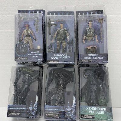 NECA นักรบงูหุ่นมนุษย์ต่างดาวแมงป่องตั๊กแตนตำข้าวกอริลลาราชินีจ่าเอเลี่ยน Xenomorph หุ่น Stalker ของเล่นนักล่า