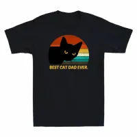 เสื้อยืดผู้ชายคุณภาพสูงมาใหม่ Best Cat DAD EVER Cat Lovers GIF VINTAGE TShirt Designs Men