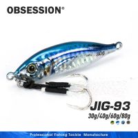 OBSESSION 60g 80g Sea Fishing Slow Jig Metal Jigging Spoon 3D Print Laser Artificial Bait Boat Jig Lures Super Hard Fishing Lure