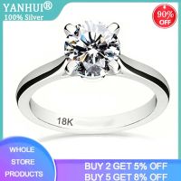 【♘COD Free Cas♘】 suncila Yanhui พร้อมใบรับรองโซลิแทร์2.0ct เพชร Zirconia แหวนแต่งงานผู้หญิงบริสุทธิ์18K ทองคำขาว925 R128