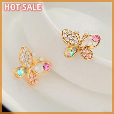 🔥🔥🔥ของขวัญ Anting Giwang ผีเสื้อกลวงพลอยคริสตัลน่ารักผู้หญิงเก๋ๆ Zhonghua1