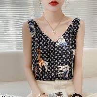 [COD] Silk good fabric 2022 new silk camisole female mulberry pure desire top printed v-neck trendy