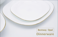 [COD]BESTWAY ชามและจานสี่เหลี่ยมขอบ ชามกระเบื้องหยกขาว ชามซุปชามก๋วยเตี๋ยวชามสลัด จานบนโต๊ะอาหาร