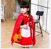 1set halloween costume kids girls dress Children Little Red Riding Hood