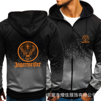 แฟชั่น Hoodies ผู้ชาย Jagermeister ลำลองฮาราจูกุไล่ระดับสีเสื้อคาร์ดิแกนบุรุษขนแกะกลางแจ้งเสื้อซิป J