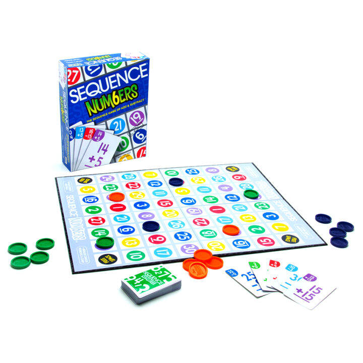 Sequence Numbers Board Game with Playing Cards and Chips for Kids Board