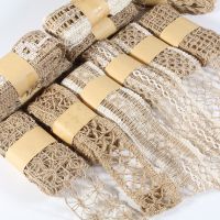 (Leisurely) Burlap สายแบน Hessian Vintage Rustic Hemp Jute เชือกคริสต์มาสงานแต่งงาน Centerpieces ตกแต่งของขวัญห่อริบบิ้น