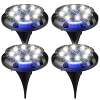 【LZ】❦✗  Luz solar ao ar livre luz solar do disco lâmpada enterrada IP65 impermeável luzes da paisagem para o caminho jardim 12 LEDs 4Pcs