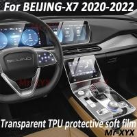 For BEIJING X7 2022 2021 Gearbox Panel Navigation Automotive Interior Screen Protective Film TPU Anti-Scratch Sticker Protect Bumper Stickers Decals M