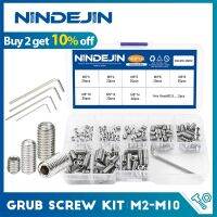 NINDEJIN Grub Screw Kit M2-M10 304 Stainless Steel Hex Socket Cup Point Set Screw Headless Set With Hex Keys DIN916