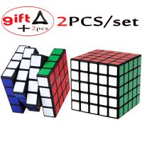 2PCS Mixed Sengso Black Chinese Cube Magic Trick Hungarian 555 Smoothly Cibe 4x4x4 Cubu By 5 Speed Cubbe Toy for Eight Years Old Brain Teasers