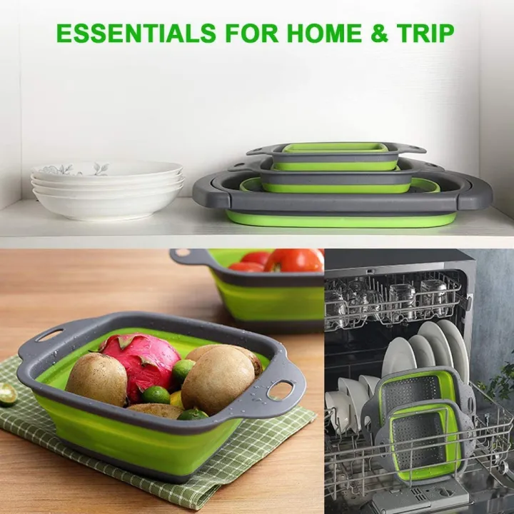 Practical Foldable Square Draining Basket Collapsible Colander