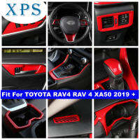 Xps ปุ่มยกประตูรถที่ชิ้นส่วนตกแต่งส่วนครอบแผงเกียร์ AC อากาศสำหรับ TOYOTA RAV4 RAV 4 XA50 2019-2023สีแดงอุปกรณ์ตกแต่งภายใน