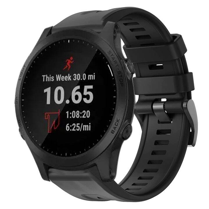 สำหรับ Garmin Forerunner 945สายนาฬิกาข้อมือซิลิโคนหัวเข็มขัดสีทึบโลหะ ...
