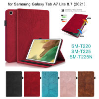 กรณีแท็บเล็ตสำหรับ Samsung Galaxy Tab A7 Lite 8.7นิ้ว2021 Wi-Fi SM-T220 LTE SM-T225ที่มีคุณภาพสูงซองหนัง PU 3D ต้นไม้สไตล์กระเป๋าสตางค์ยืนพลิกปกคลุมด้วยช่องเสียบการ์ดปากกาหัวเข็มขัด