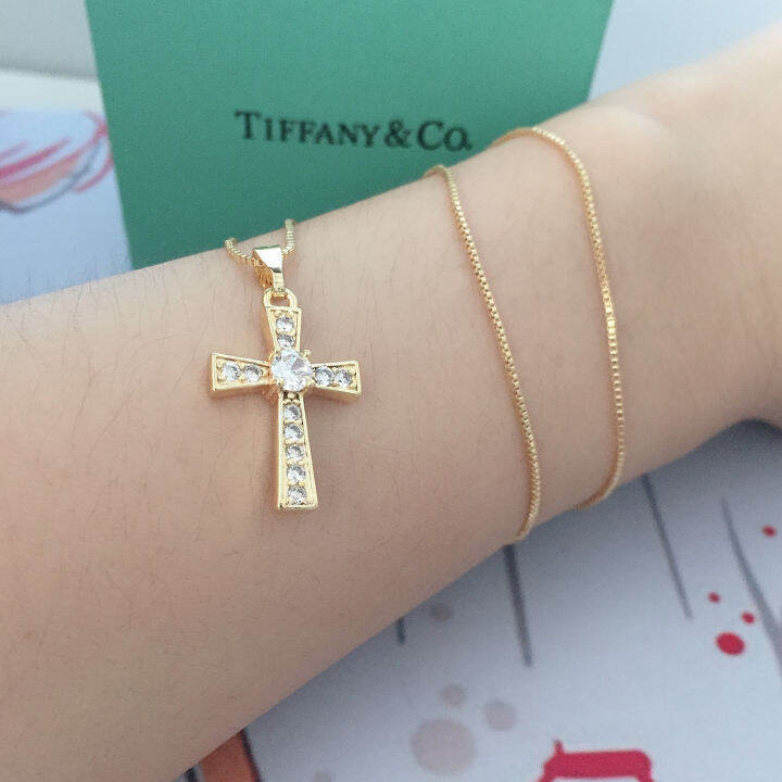 18k Bangkok gold cross necklace free box Lazada PH