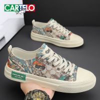 ✑♟ Cartelo crocodile canvas shoes mens summer breathable new ins trend all-match mens shoes sports casual sneakers