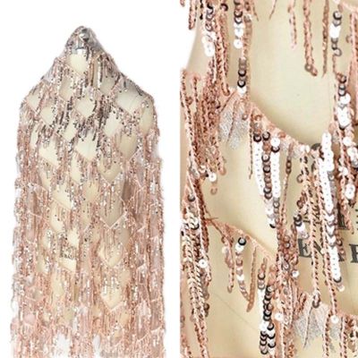 130X50Cm Glitter Sequins ผ้าตาข่าย Silver Shining Party Dress เสื้อผ้าผ้า Sari เย็บเลื่อมปักลูกไม้ Fabric