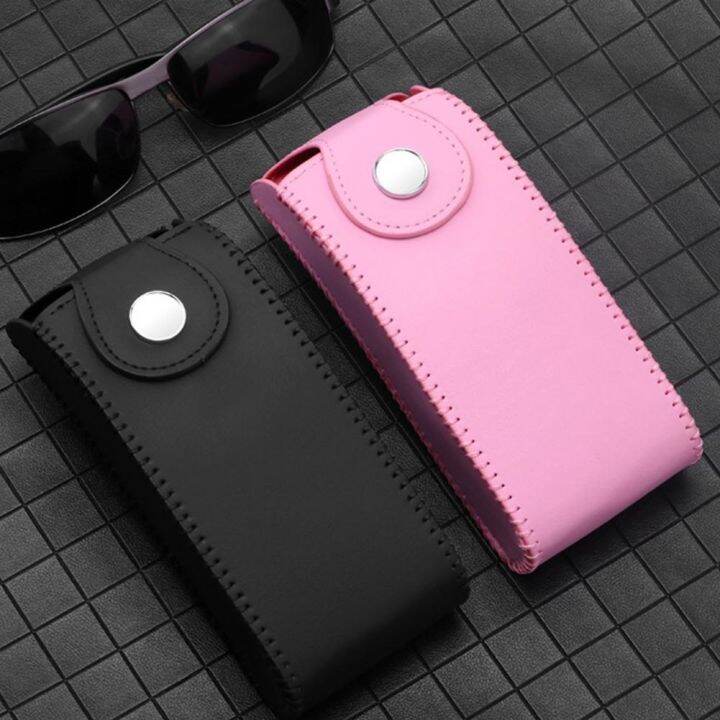 convenient-car-glasses-case-faux-leather-sunglasses-holder-solid-color-woman-man-sun-visor-glasses-case-storage-case