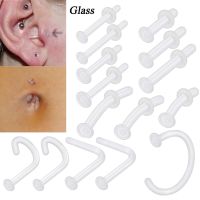 1PC Glass Nose Helix Studs Transparent Straight Curved Nose Ring Prevent Allergy Nariz Tragus Navel Piercing Body Jewelry Body jewellery