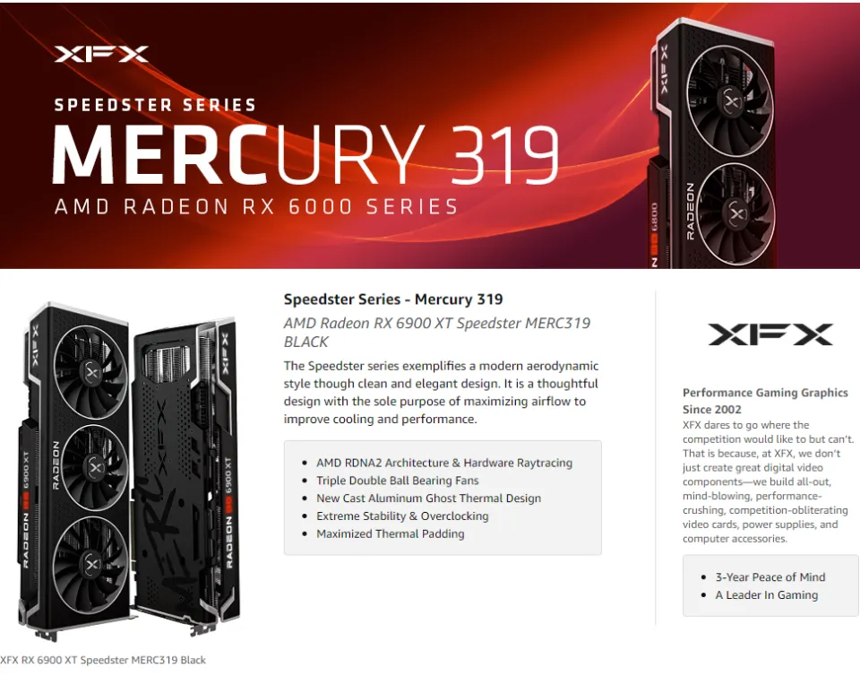  XFX Speedster MERC319 AMD Radeon RX 6900 XT Black