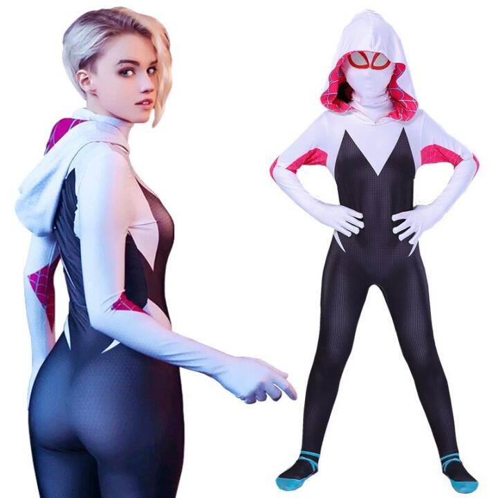 Marvel Superhero Spiderman Cosplay Costume Anime Into The Spider Verse Spider Gwen Stacy