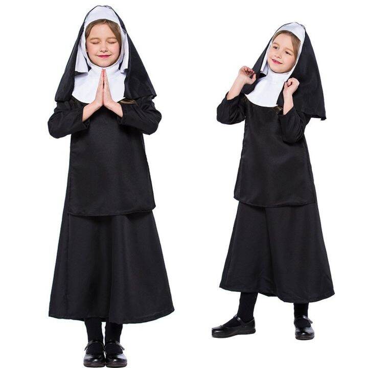 LOlanta Kids Girl Nun Costume Halloween Cosplay Virgin Mary Outfit ...