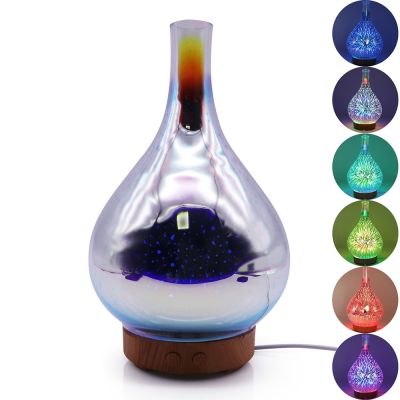 STB-XB10 3D ดอกไม้ไฟ7สี LED Night Light Air Humidifier Aroma Essential Oil Diffuser Mist Maker,ประเภทปลั๊ก: UK Plug