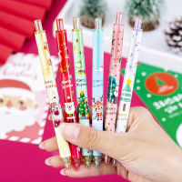 [Timmo House] 1/6PCS Christmas Kawaii Gel Pen 0.5Mm Black Ink Retractable Pen For Writing School Office Stationery Supplies