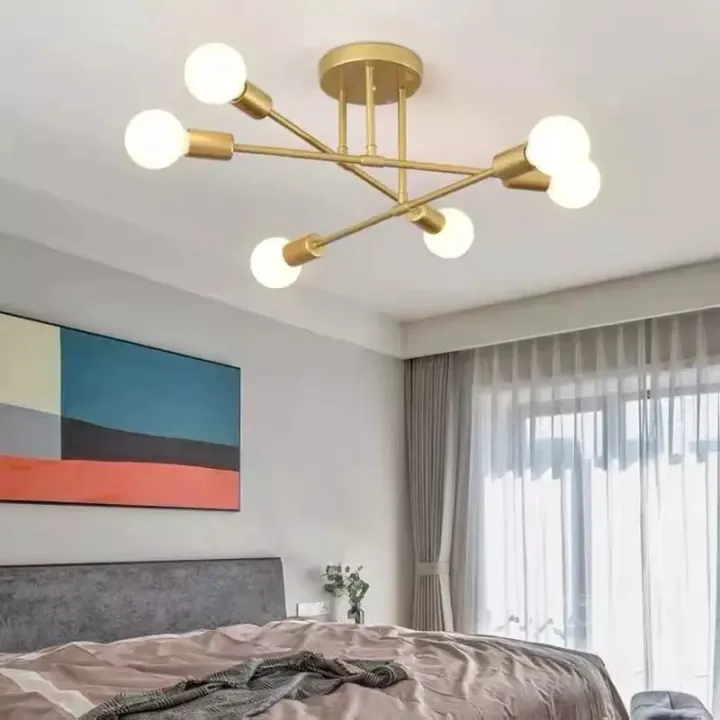 Ceiling Light Modern Industrial Style 6 Sputnik Chandelier Fixture Nordic Personality Semi - Contemporary Indoor Ceiling Lights