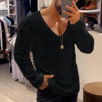 Mens Autumn Winter Fashion Casual V-Neck Solid Sweater Knitted Pullover Tops For Men 2023 Harajuku Long Sleeve Jumper Streetwear