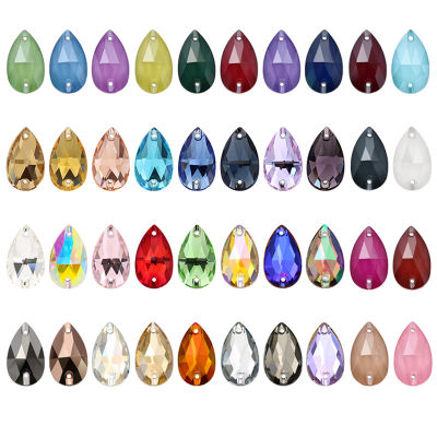 3230# 12pcspack 11x18mm Crystal Teardrop Sew On Stones Flatback Droplet K9 Sewing Glass Crystal Beads For Dress Jewelry