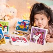 Tranh đính đá cho bé có khung, tranh đính handmade đồ chơi đính đá DIY