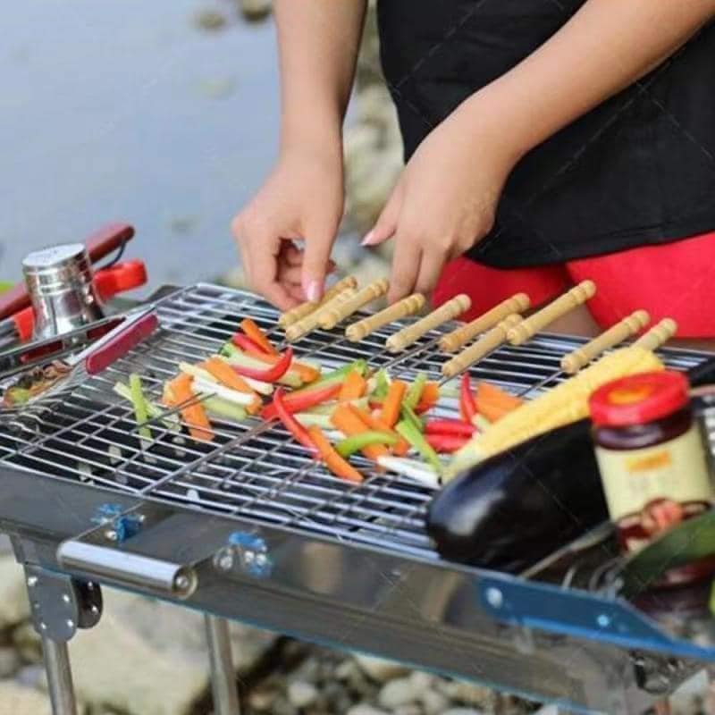 50Pcs Stainless Steel 30cm Camping Barbecue BBQ Skewers Needle Kebab Kabob Stick 