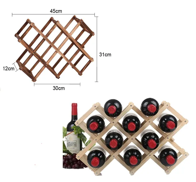 Wood Mount Red Wine Rack 10 Bottle Holder Kitchen Bar Display Shelf