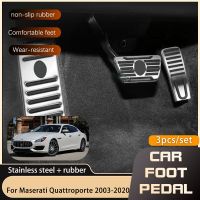 แป้นเหยียบเท้ารถยนต์สำหรับ Maserati Quattroporte VI M156 2014 ~ 2023 2015แป้นเบรกแก๊สเชื้อเพลิงไม่ลื่นแผ่นฝาครอบเหยียบกันลื่นตกแต่งรถ