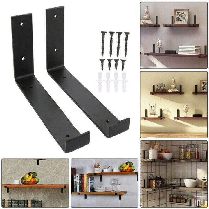 Wall Mounted Hardware Bracket Heavy Duty Black Bookshelf Brackets