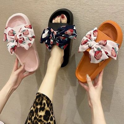 On cool shit feeling thick soles slippers female summer wear fashionable in 2021 the new bow the indoor and outdoor wear EVA