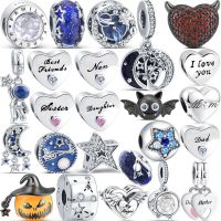 2022 New Blue Murano Glass Love Heart Fashion Family Beads Fit Original Pandora Charm Bracelet 925 Silver Fine Jewelry Wholesale