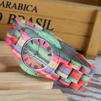 Men Women Fashion Colorful Wood Bamboo Watch Quartz Analog Handmade Full Wooden Bracelet Luxury Wristwatches Gifts for Lovers