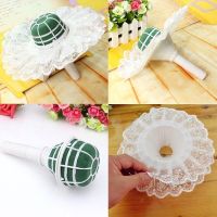 Vogue Flower Floral Bouquet Foam Handle Holder With Lace Collar Wedding Home DIY