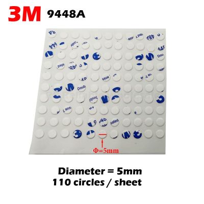 ❁ Diameter 5mm Dot Circles Original 3M 9448 White Strong Sticky Double Sided Adhesive Tape Round Stickers 110 Circles/Sheet