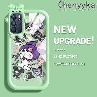 เคส Chenyyka สำหรับ OPPO Reno 6 5G Reno 6 Pro 5G 6Z Reno 5G เคสการ์ตูนน่ารัก Kuromi นุ่มเคสโทรศัพท์โปร่งใสที่สร้างสรรค์น่ารักสัตว์ประหลาดน้อยเลนส์กล้องถ่ายรูปเคสป้องกันเคสกันกระแทกซิลิโคน