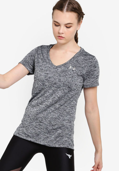 Under Armour Tech v neck t-shirt in black
