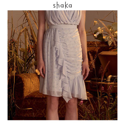 AW19 ShakaCrystals Healing on Chiffon Skirt SK-A190911: กระโปรงผ้าชีฟองรูดระบาย