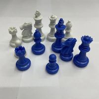 A Set of Plastic PS Material Blue and White Chess Pieces King 49mm High about 85 Grams Without Chess Board Gift