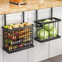 2 Pack Vegetable Baskets with Towel Bar, over the Cabinet Door Organizer and Storage Wire Organizing Basket