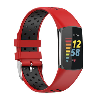 นาฬิกาข้อมือแบบสมาร์ทใหม่สำหรับสมาร์ทสายรัดข้อมือสำรอง Charge5 Fitbit พร้อมสาย Charge5แบบรูระบายอากาศคู่สี